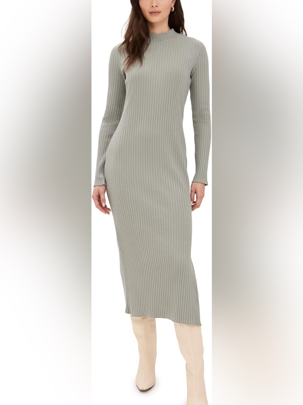Vince Rib Long Sleeved High Crewneck Dress. Size XL Women #401